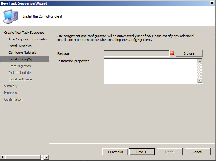 new task sequence install configmgr client